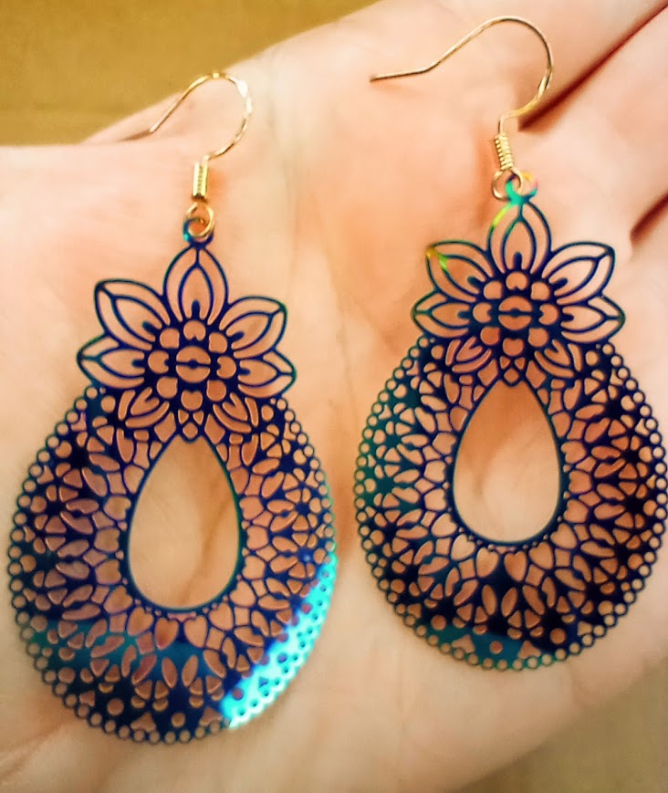 Iridescent Floral Drop Earrings