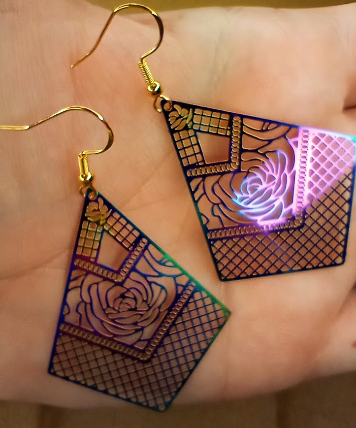 Iridescent Flower Diamond Earrings