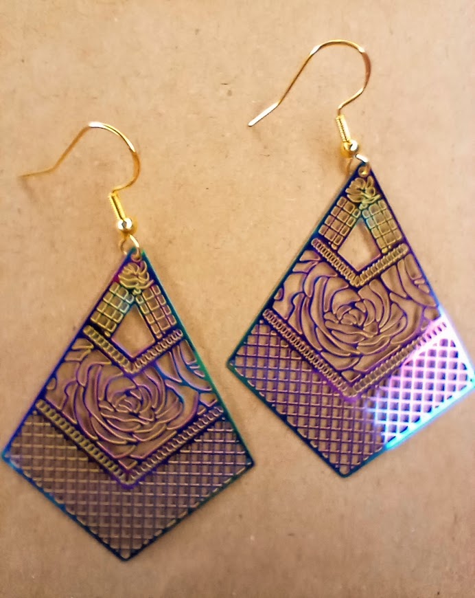 Iridescent Flower Diamond Earrings