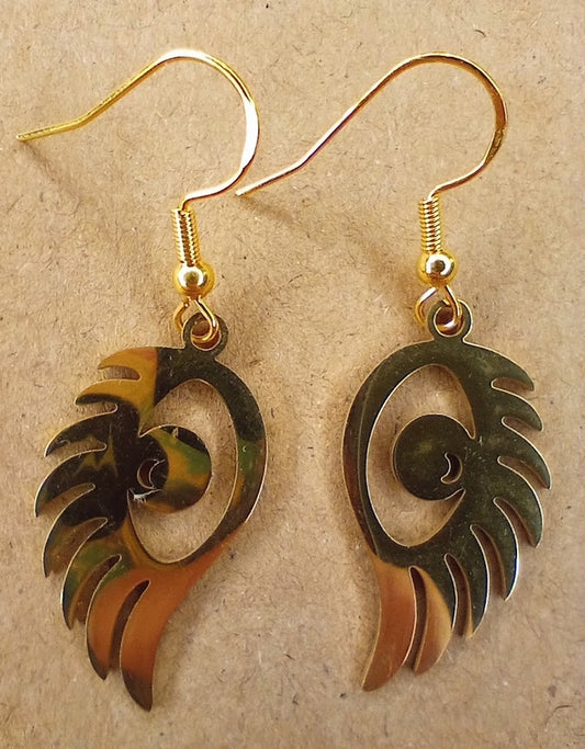 Gold Eye Wing Earrings