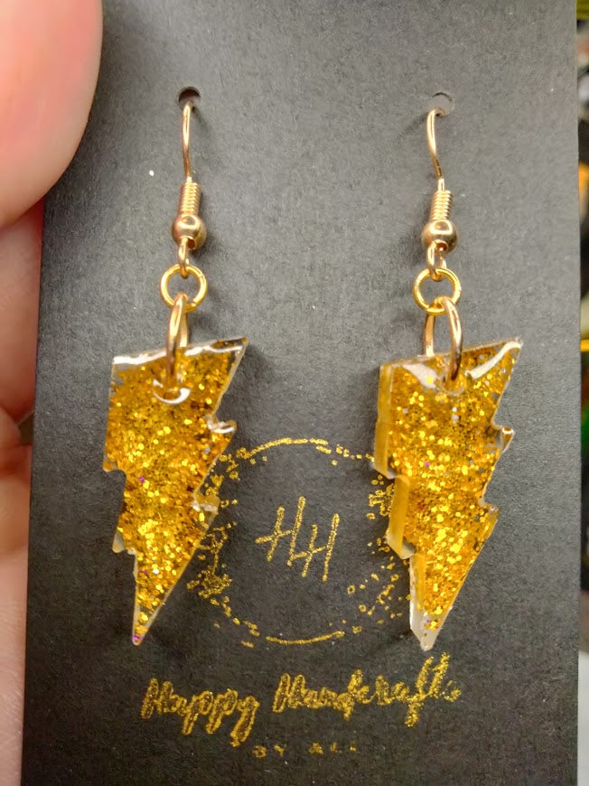 Glitter Lightning Bolt Earrings