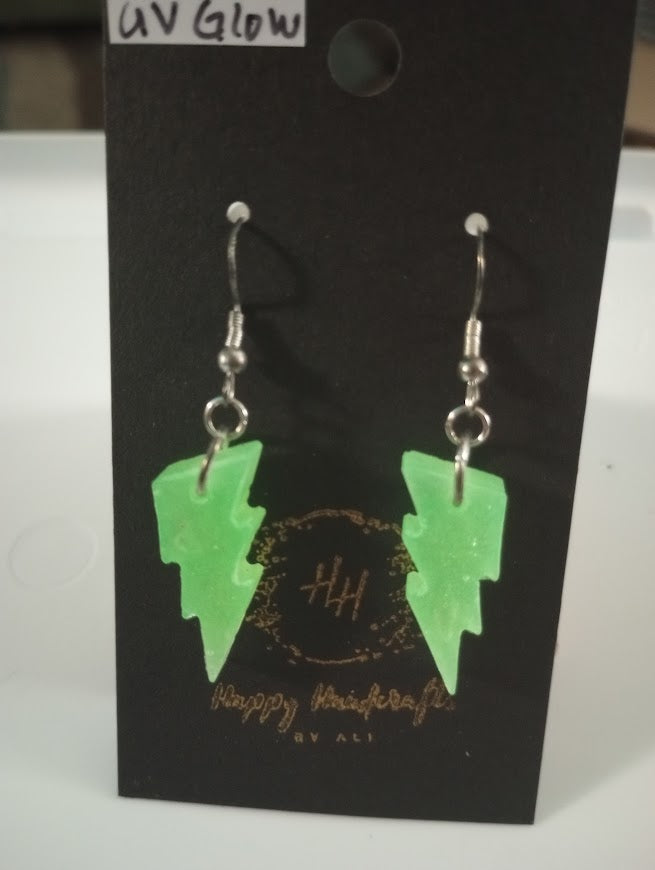 UV Glow Lightning Bolt Earrings