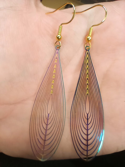 Iridescent Long Teardrop Earrings