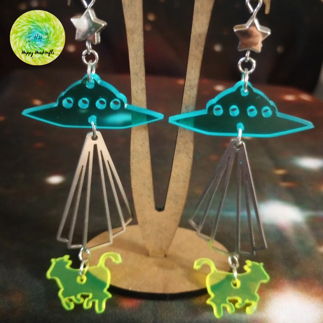 Beam Me Up Space Cow Dangles