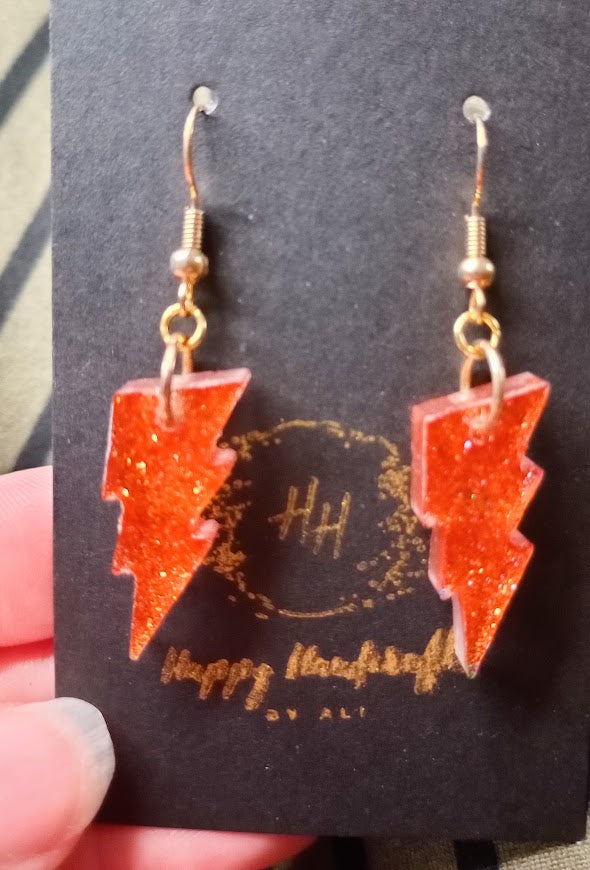 Glitter Lightning Bolt Earrings