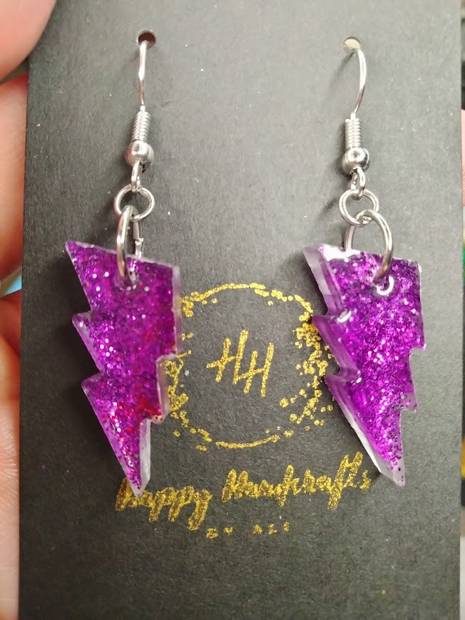 Glitter Lightning Bolt Earrings