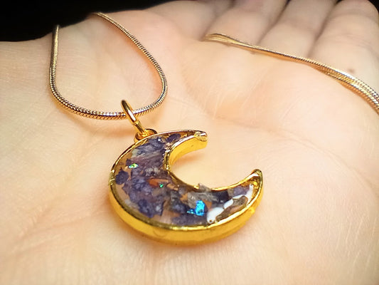 Purple Flower Moon Necklace