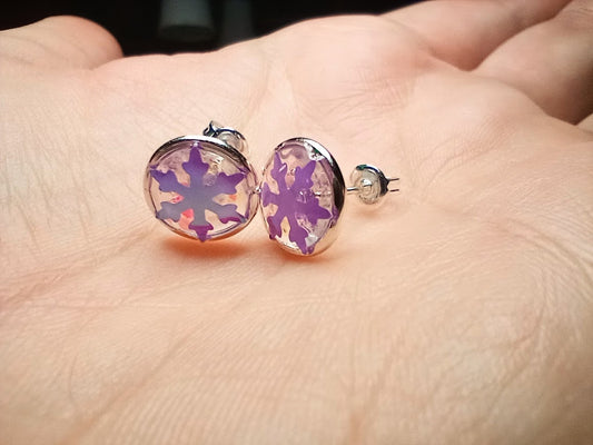 Purple Iridescent Snowflake Studs