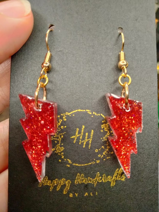 Glitter Lightning Bolt Earrings