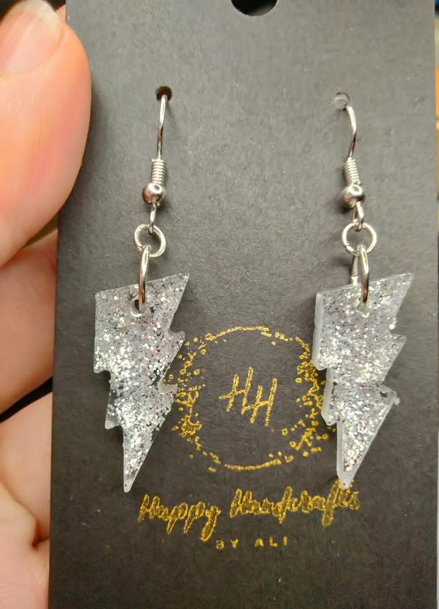Glitter Lightning Bolt Earrings