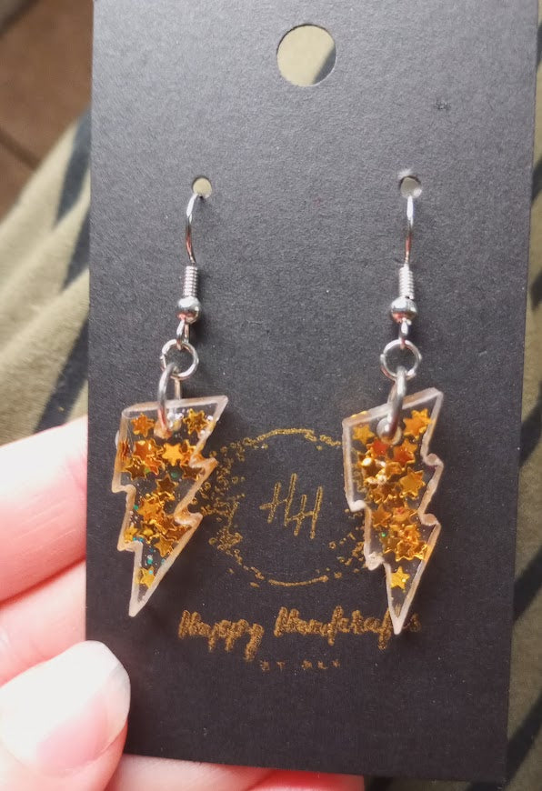 Glitter Lightning Bolt Earrings