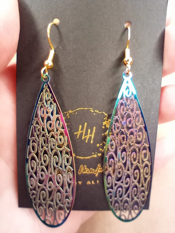 Iridescent Swirl Teardrop Earrings
