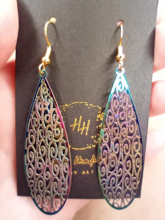 Iridescent Swirl Teardrop Earrings