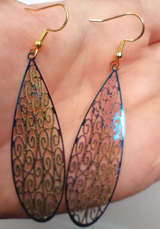Iridescent Swirl Teardrop Earrings