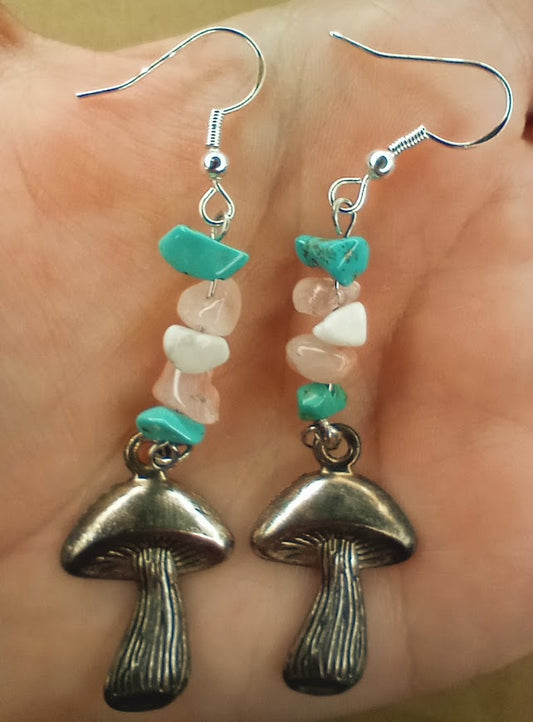 Trans Pride Mushroom Earrings