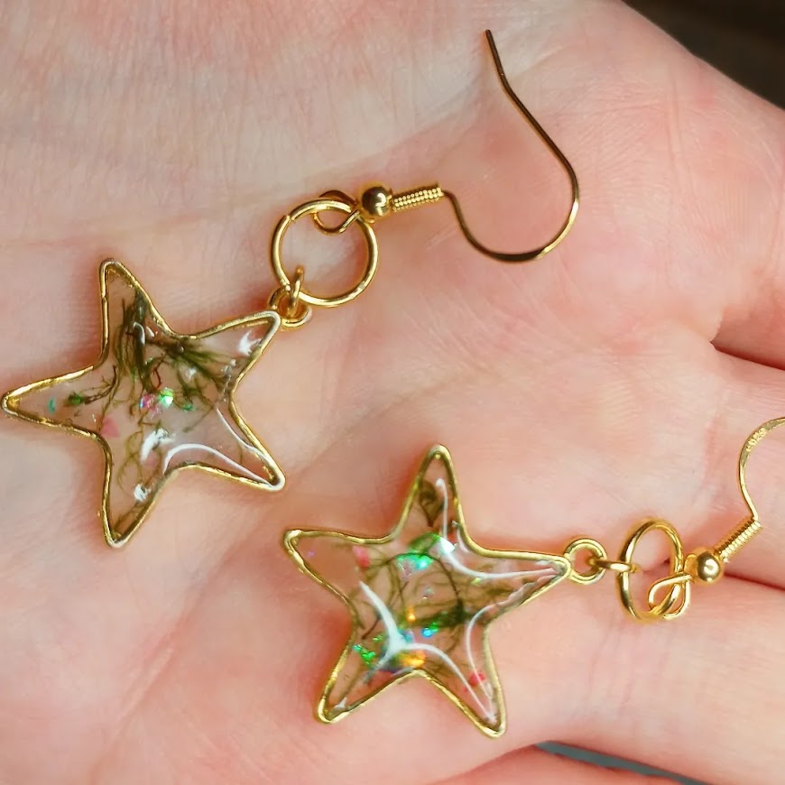 Tree Moss Star Earrings
