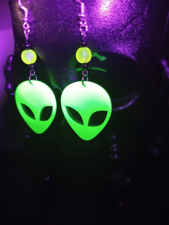 UV Glow Alien Earrings
