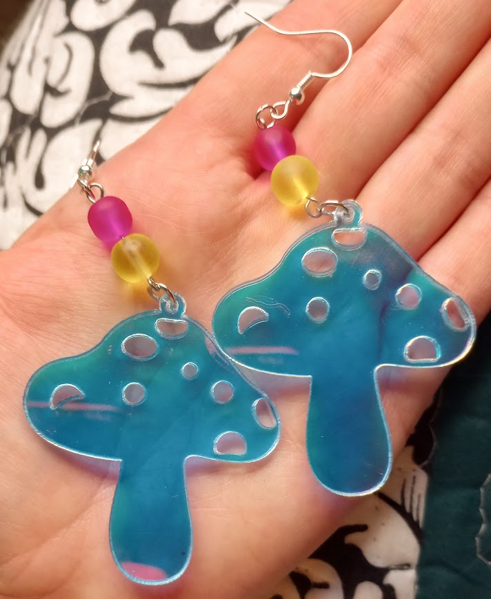 Iridescent Mushroom Earrings