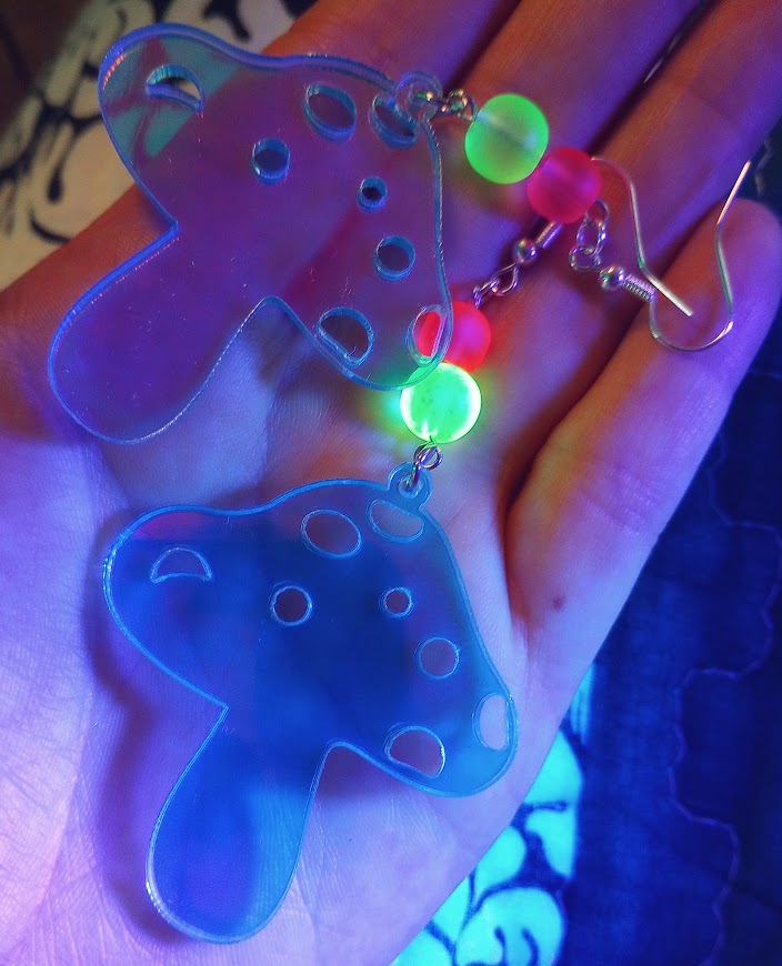Iridescent Mushroom Earrings