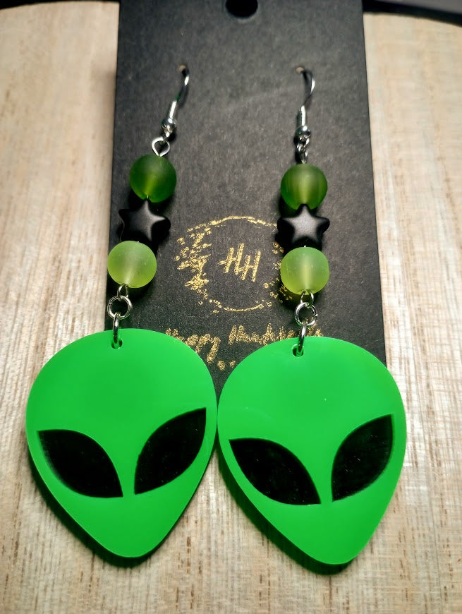 UV Glow Alien Star Earrings