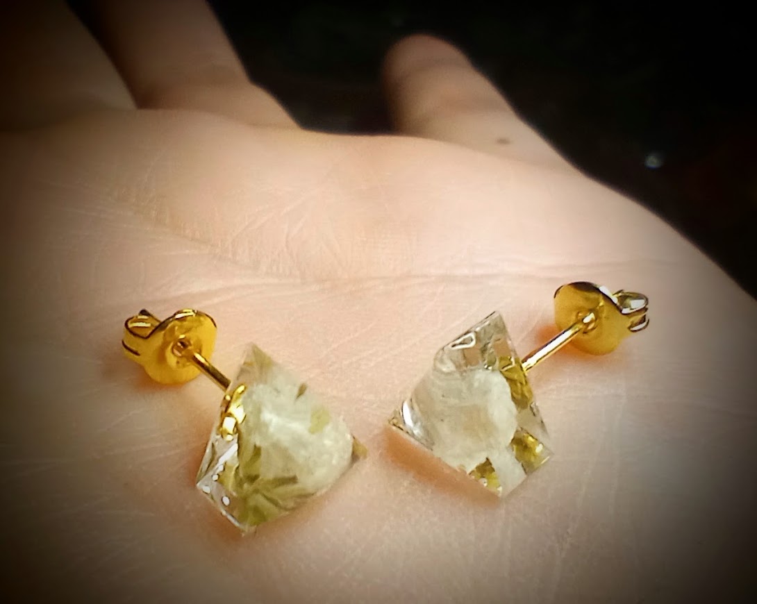 Baby's Breath Triangle Studs