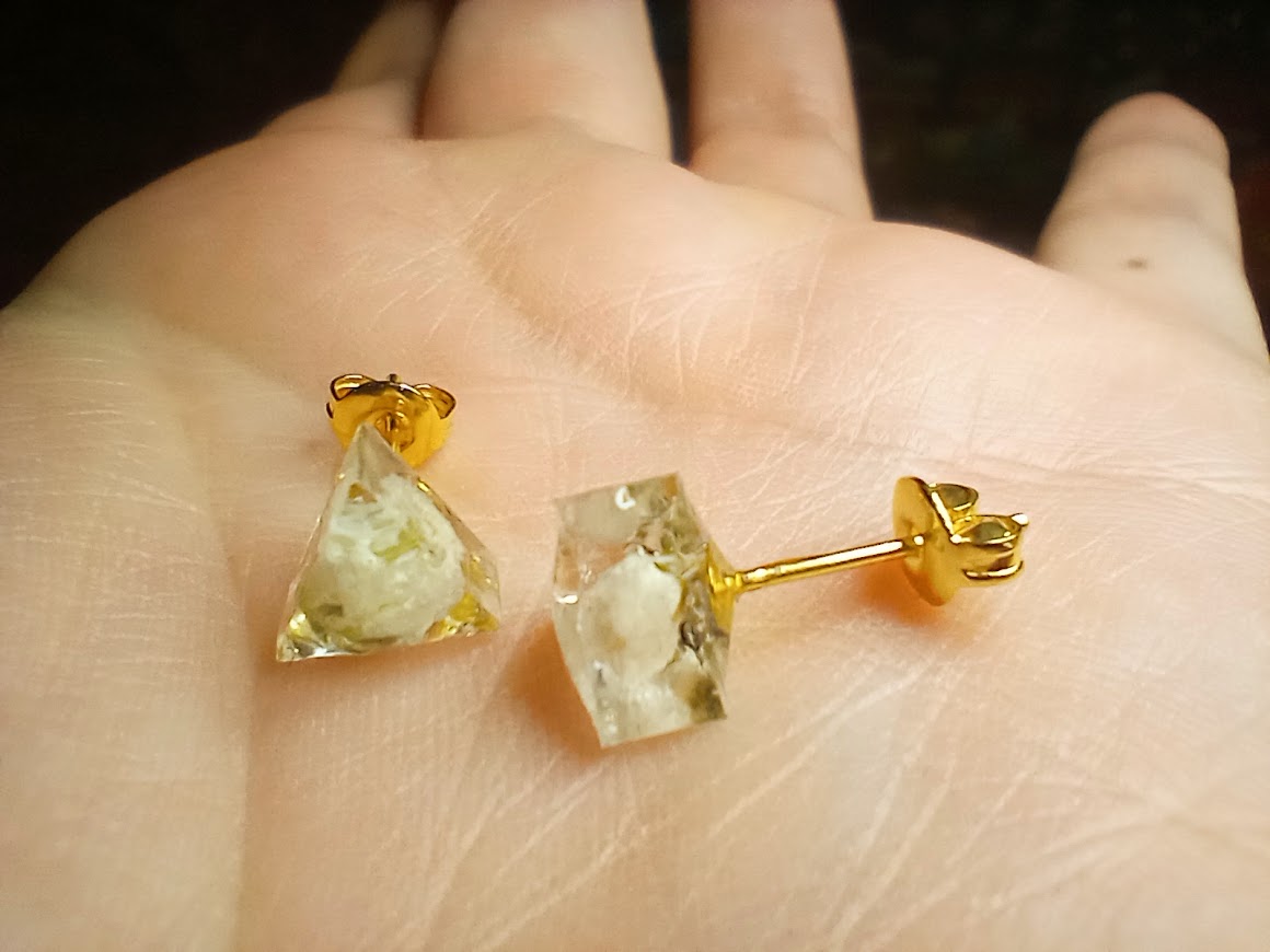 Baby's Breath Triangle Studs