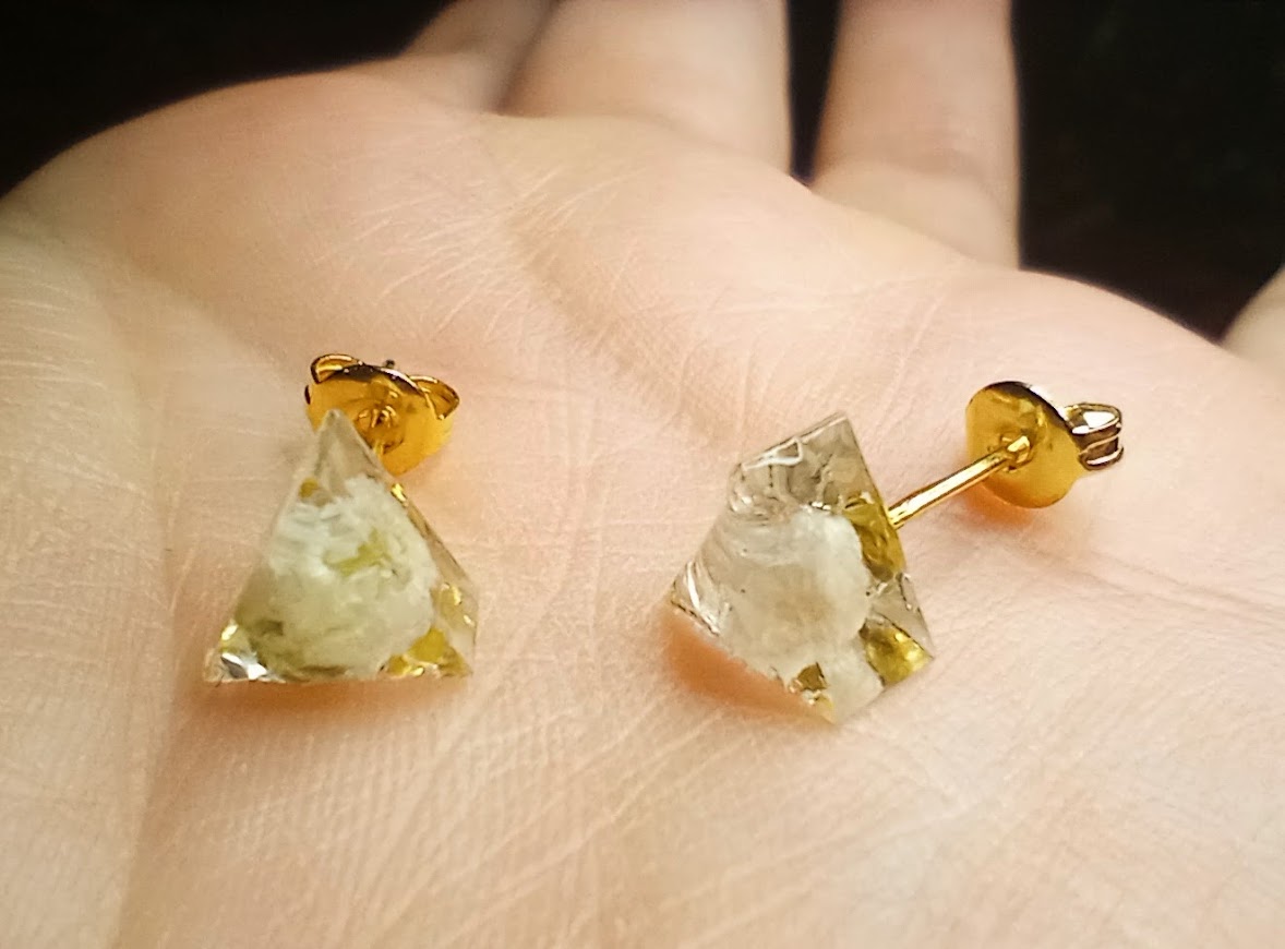 Baby's Breath Triangle Studs