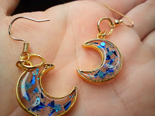 Happy Glitter Moon Earrings