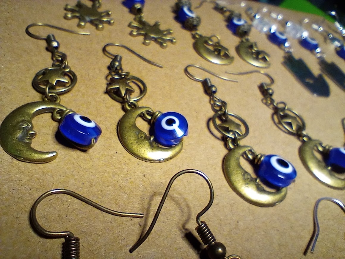 Celestial Moon Evil Eye Earrings
