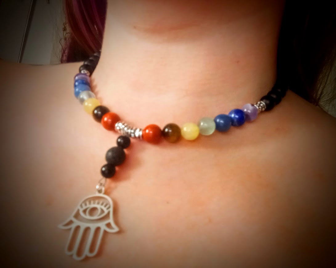 Chakra Healing Crystal Diffuser Necklace
