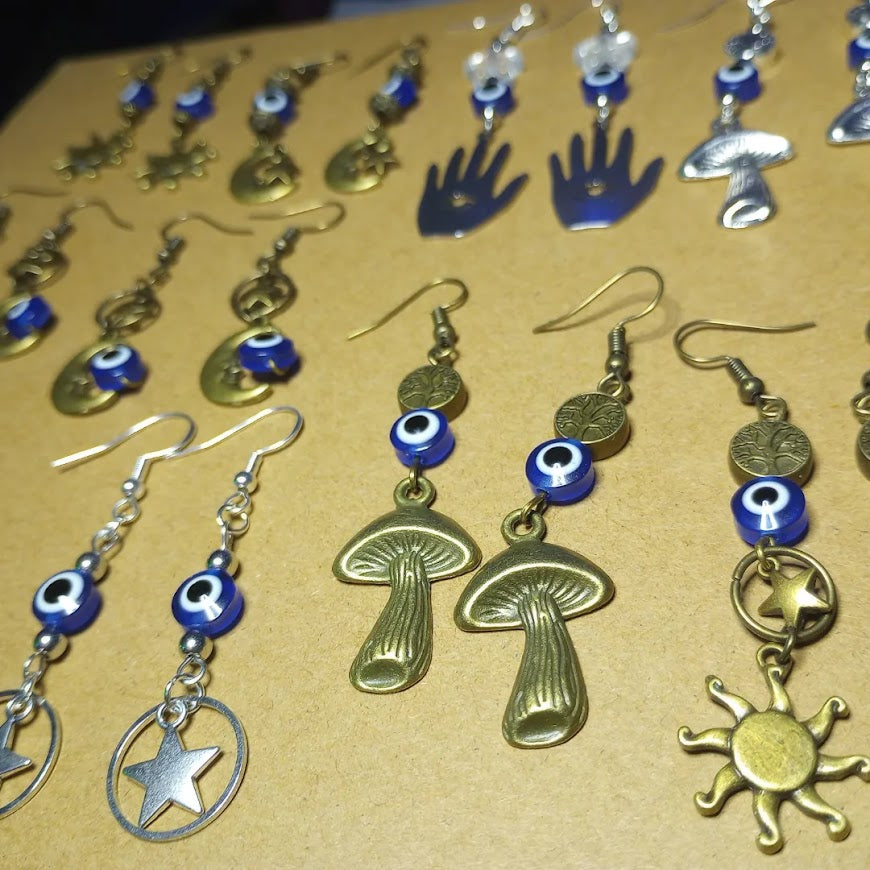 Grounded Evil Eye Earrings