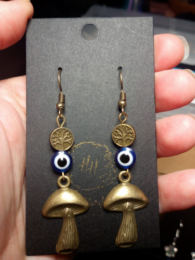 Grounded Evil Eye Earrings