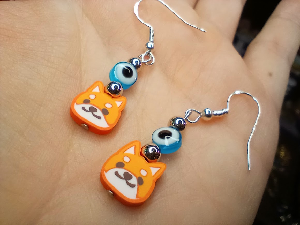 Fox/Corgi Evil Eye Earrings