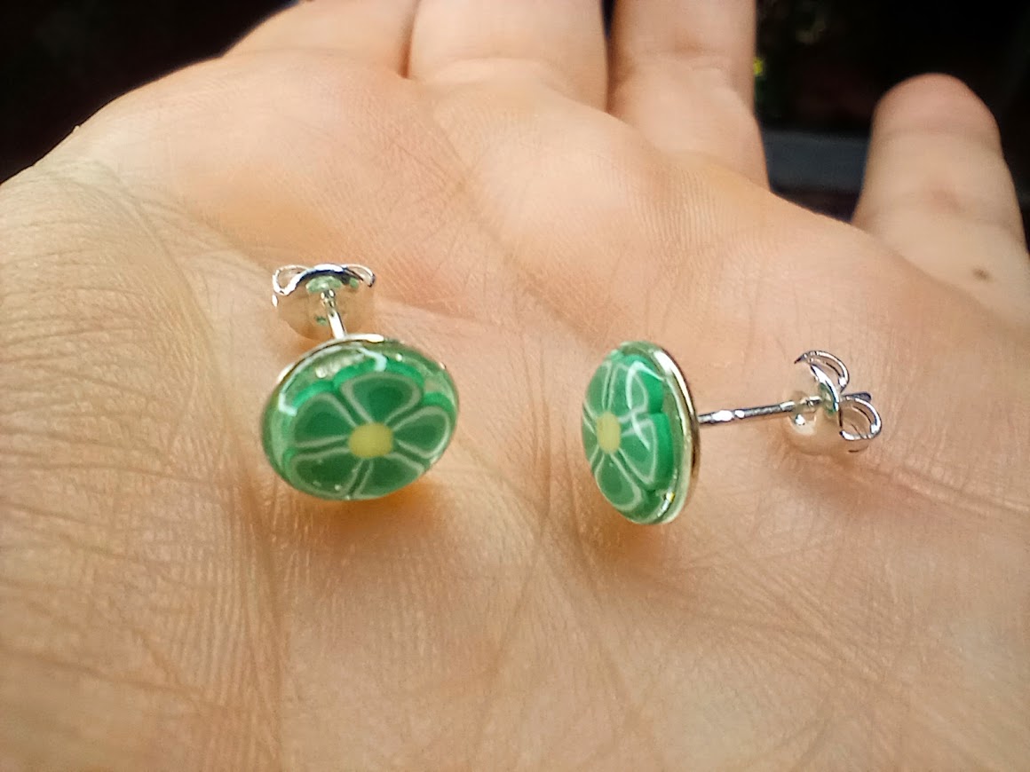 Green Flower Studs