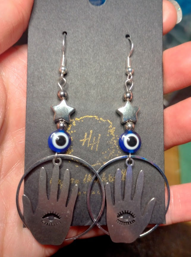 Hamsa Evil Eye Earrings
