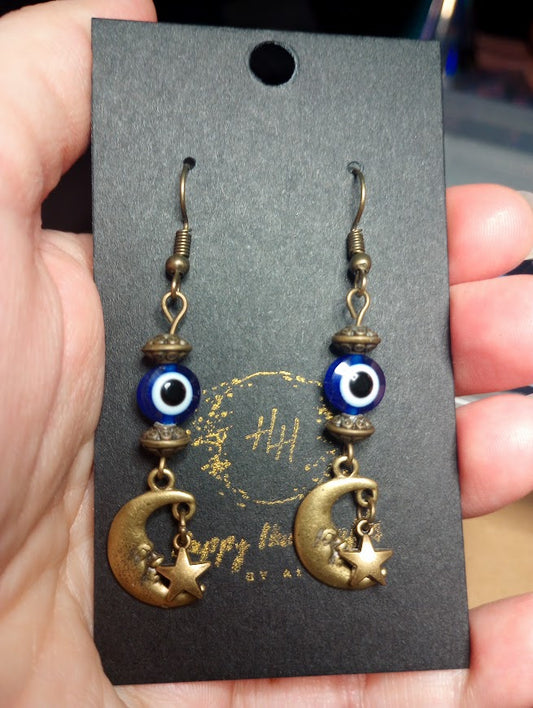 Moon Evil Eye Earrings