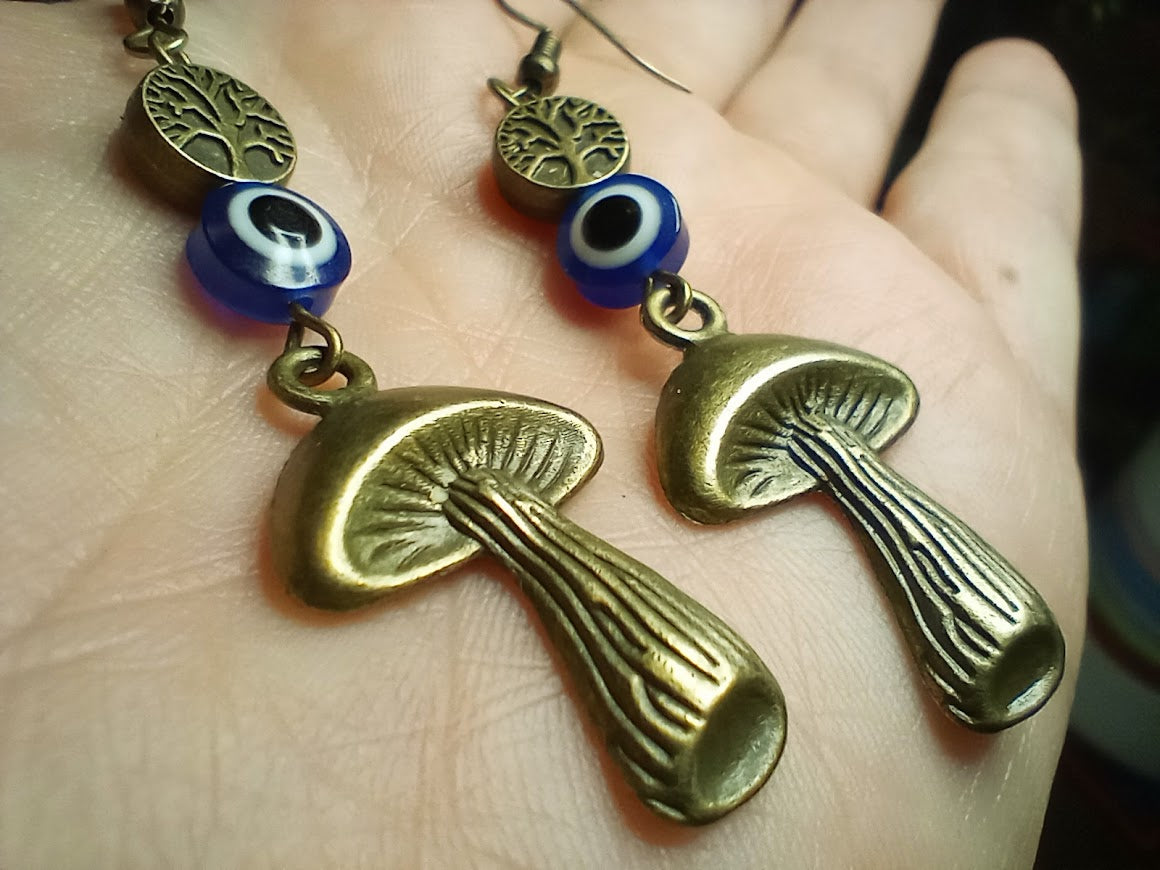 Grounded Evil Eye Earrings