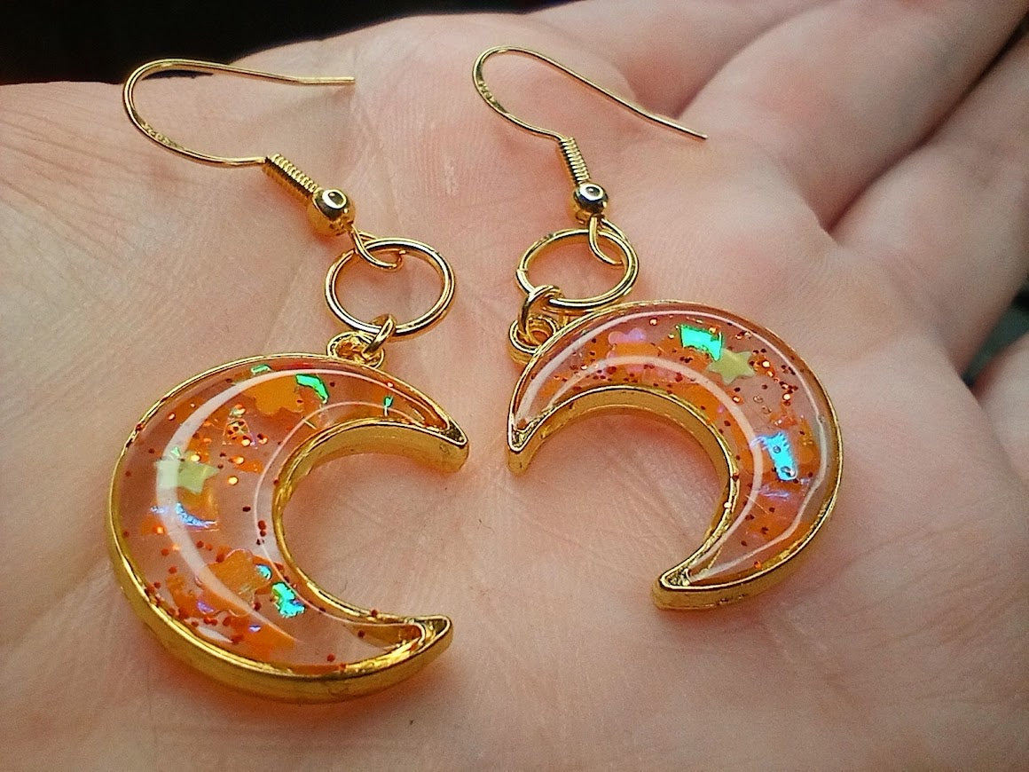 Happy Glitter Moon Earrings