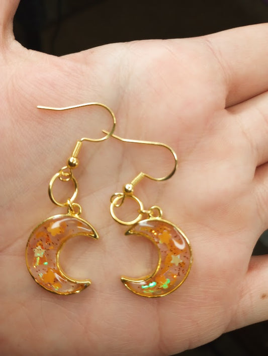 Happy Glitter Moon Earrings