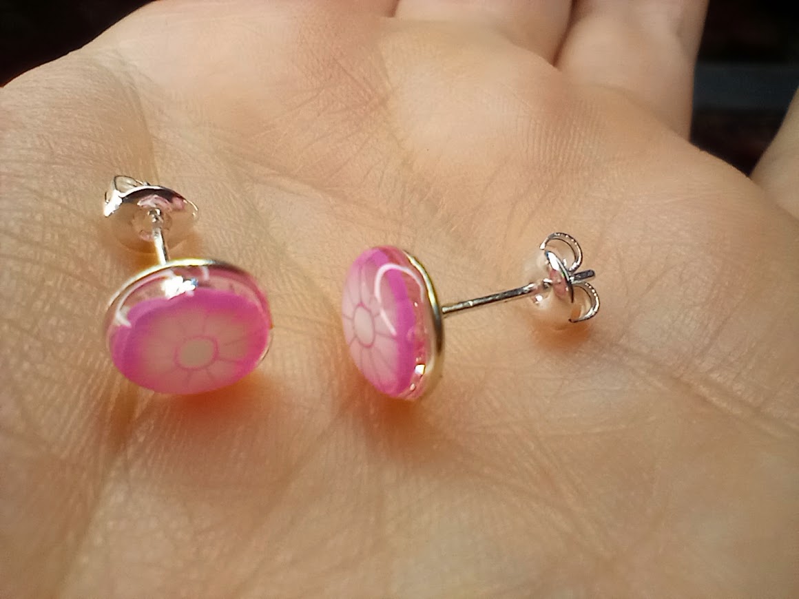 Pink Flower Studs