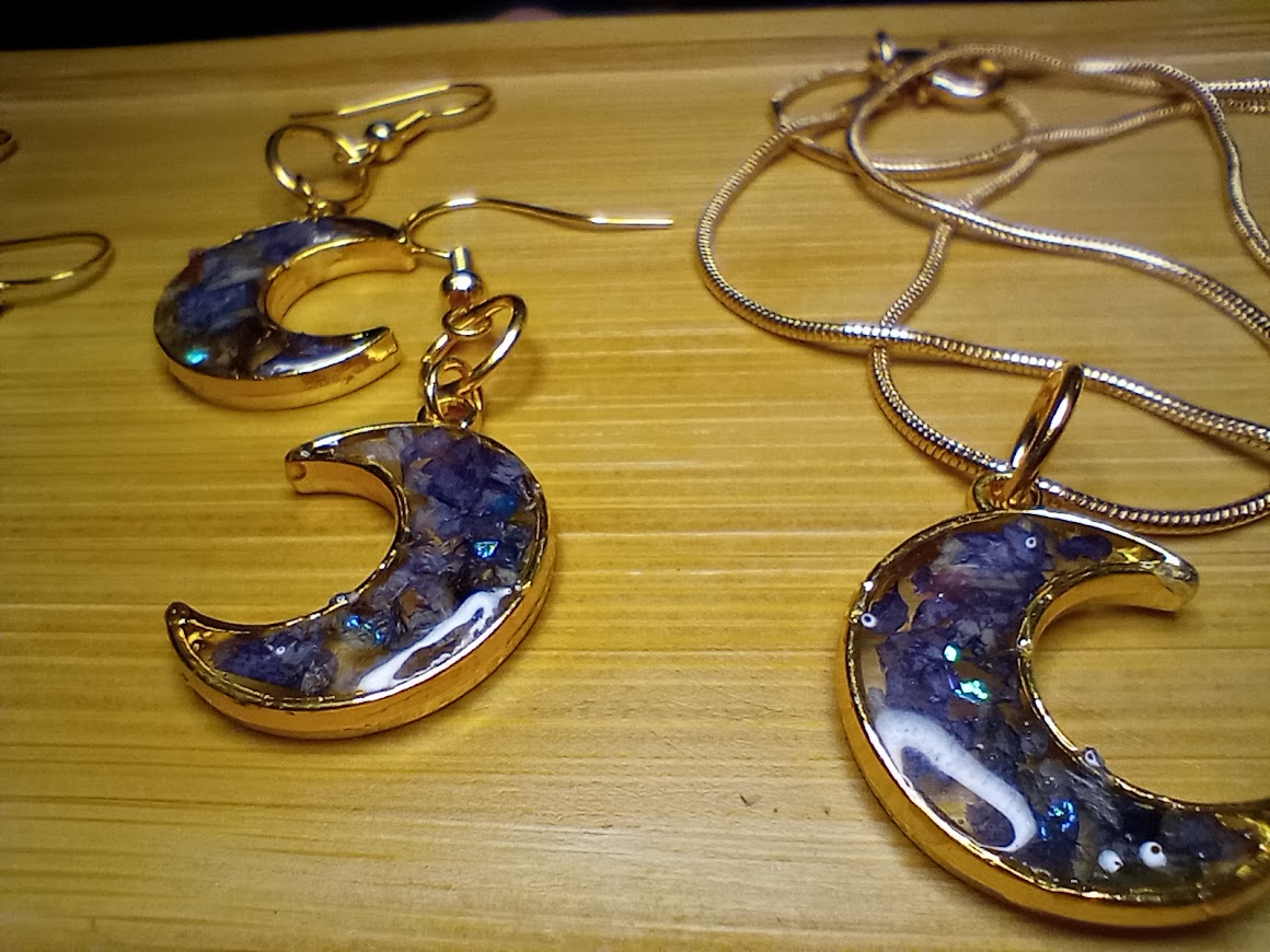 Purple Flower Moon Earrings