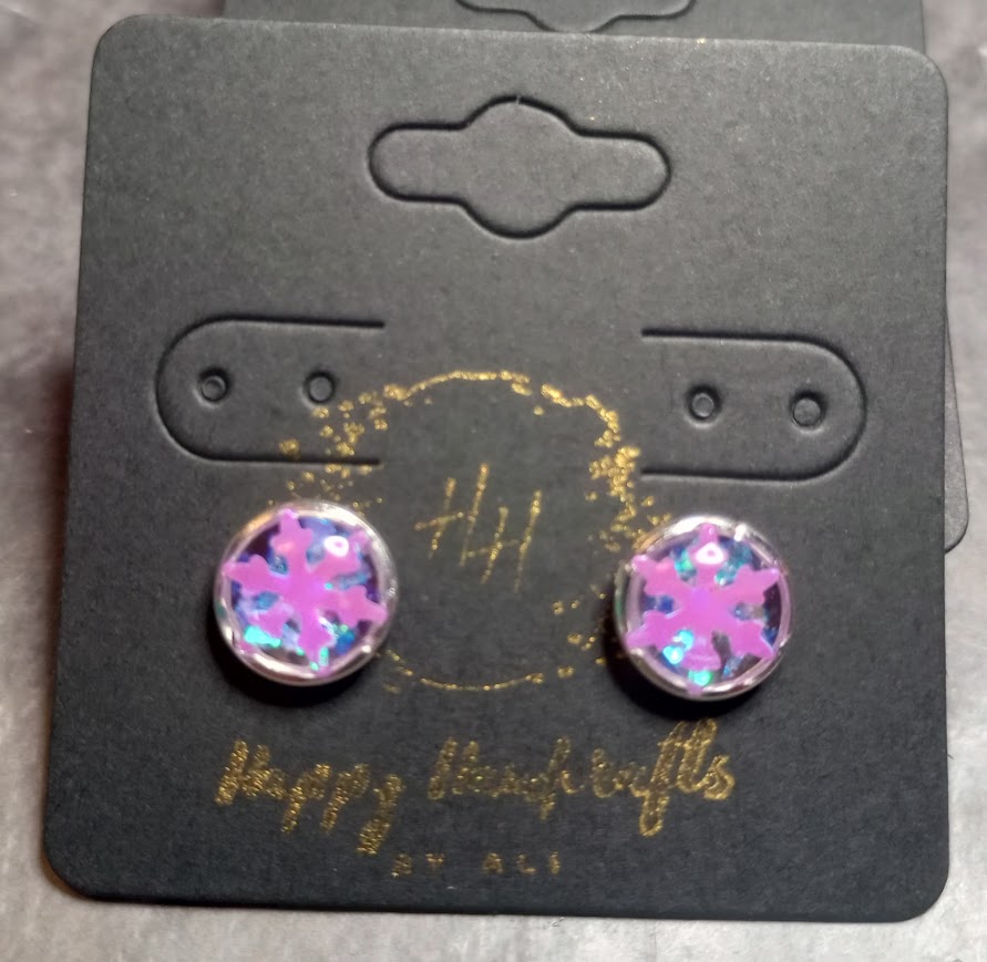 Purple Iridescent Snowflake Studs