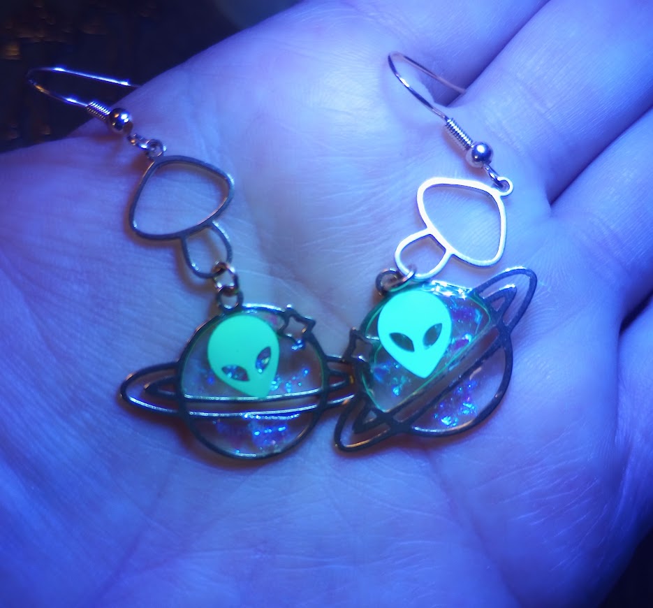 Saturn Alien Mushroom Earrings
