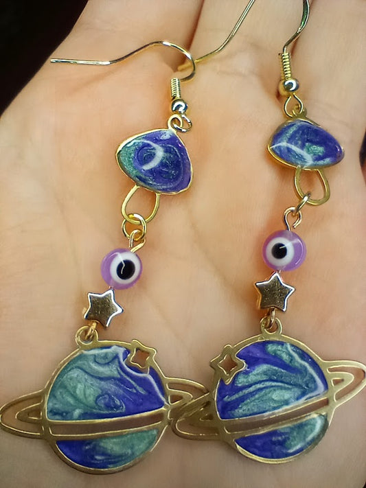 Swirled Steller Mushroom Evil Eye Earrings