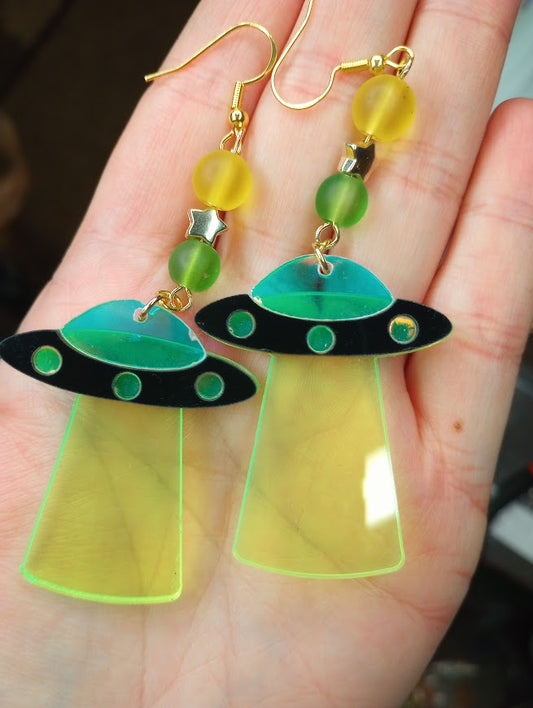 UV Glow UFO Earrings
