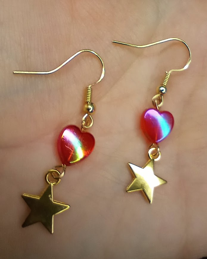 Gold Star Heart Dangles