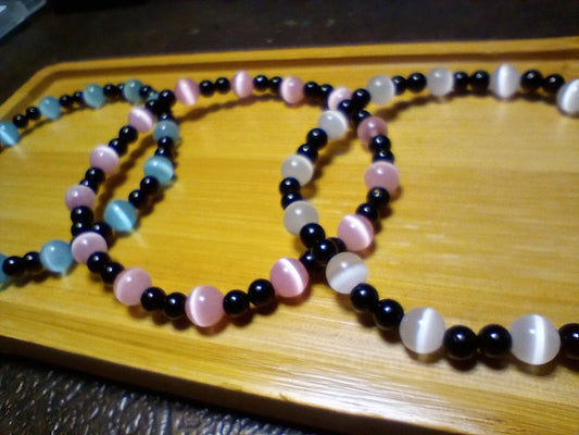 Trans Pride Obsidian Bracelet Bundle