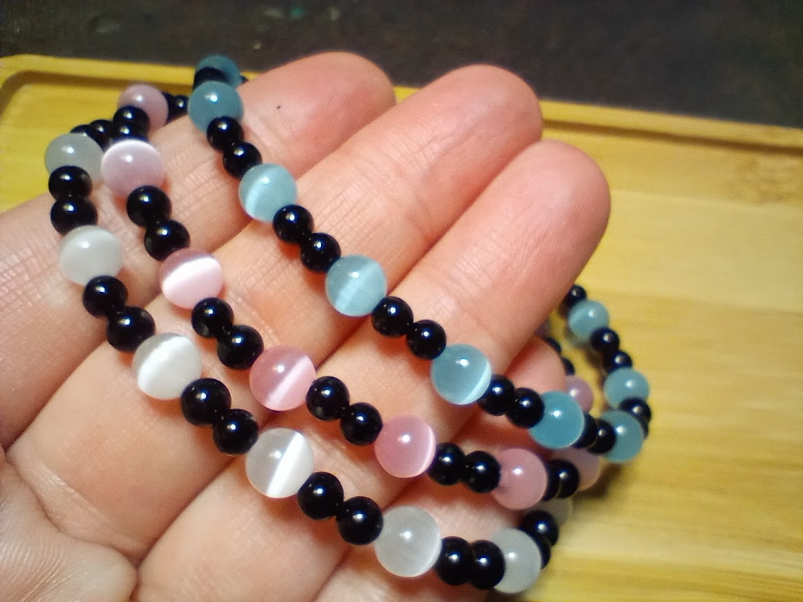 Trans Pride Obsidian Bracelet Bundle
