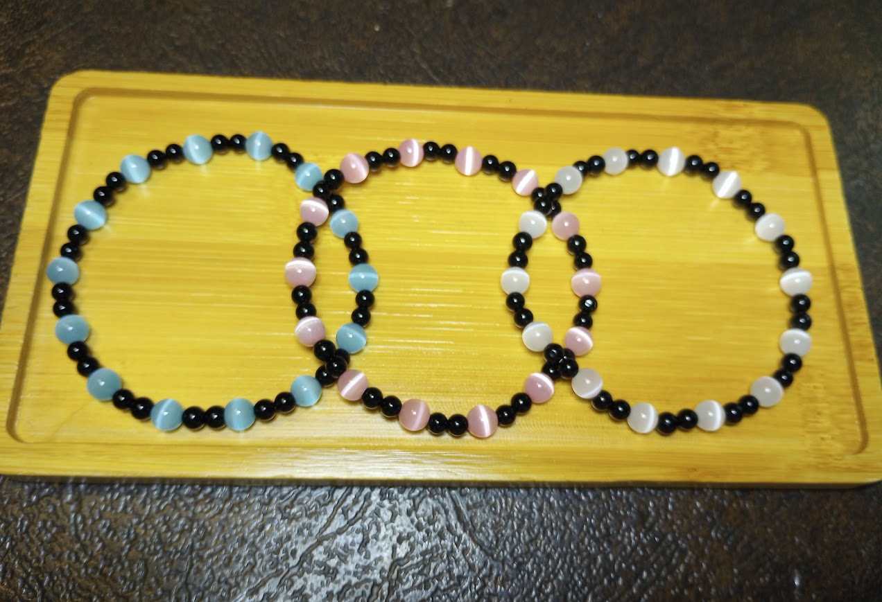 Trans Pride Obsidian Bracelet Bundle