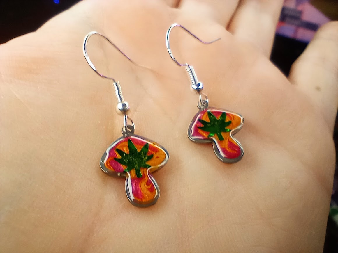 Trippy Mushroom Earrings